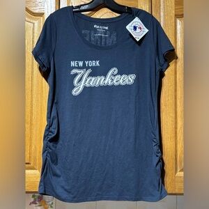 NWT Soft As A Grape New York Yankees Women's Maternity T-Shirt Large Navy Blue